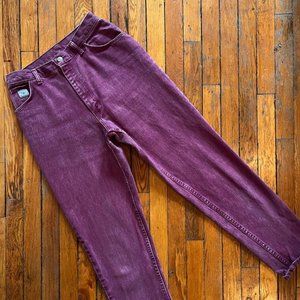 Vintage 90s Wrangler for Women Maroon Red Purple Wine Stonewash Faded Denim Jean